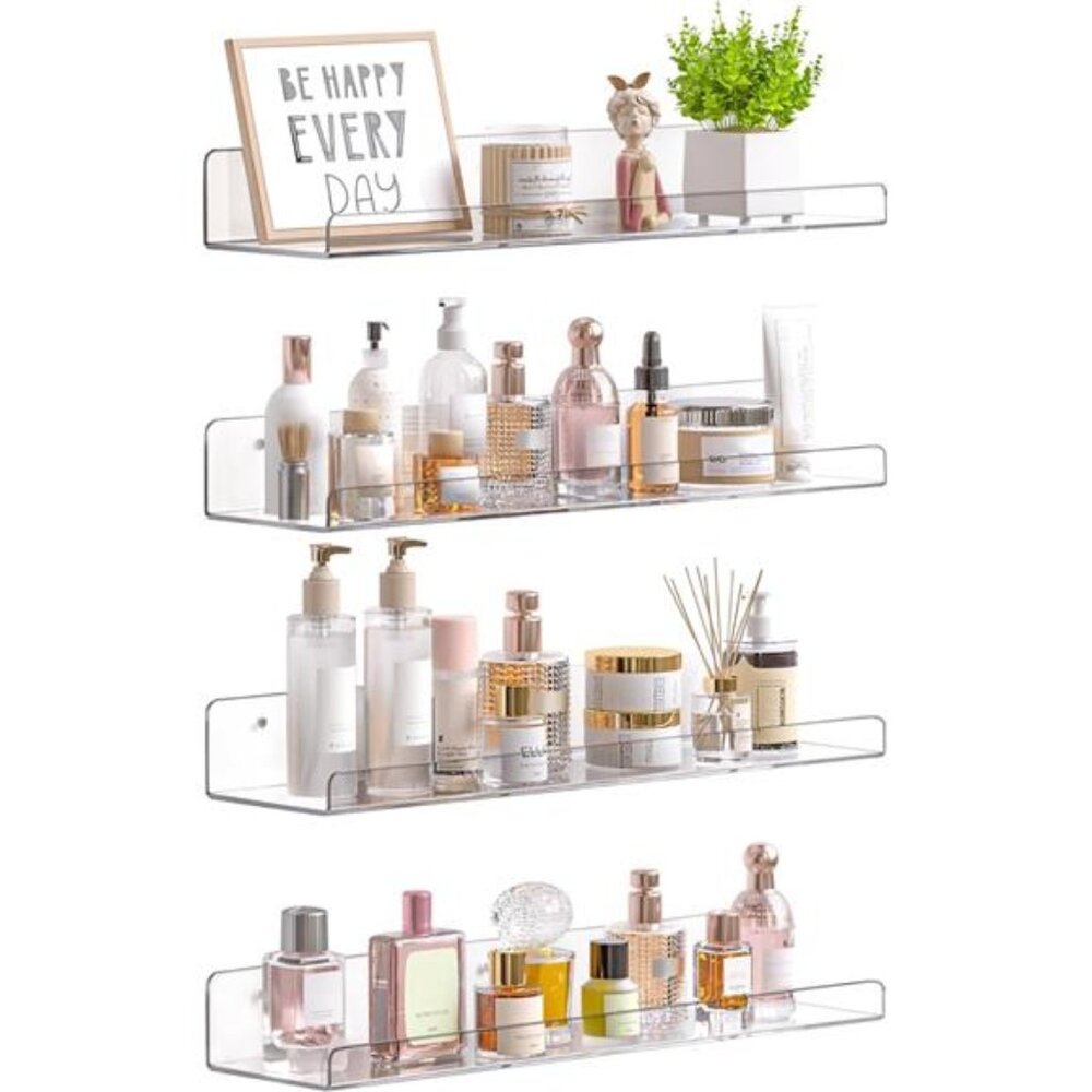 Acrylic Shelves for Bathroom Storage, 15" Floating Shelves Wall